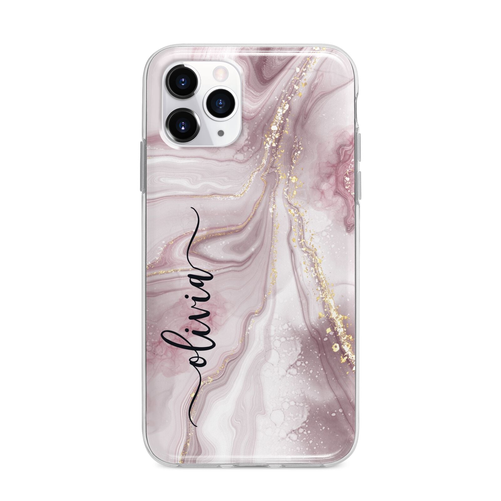 Pink Marble Apple iPhone 11 Pro Max in Silver with Bumper Case