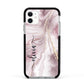 Pink Marble Apple iPhone 11 in White with Black Impact Case