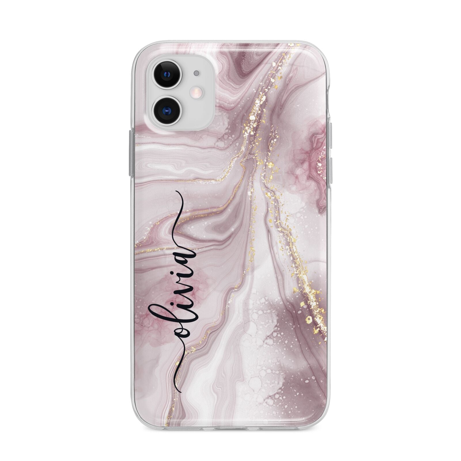 Pink Marble Apple iPhone 11 in White with Bumper Case