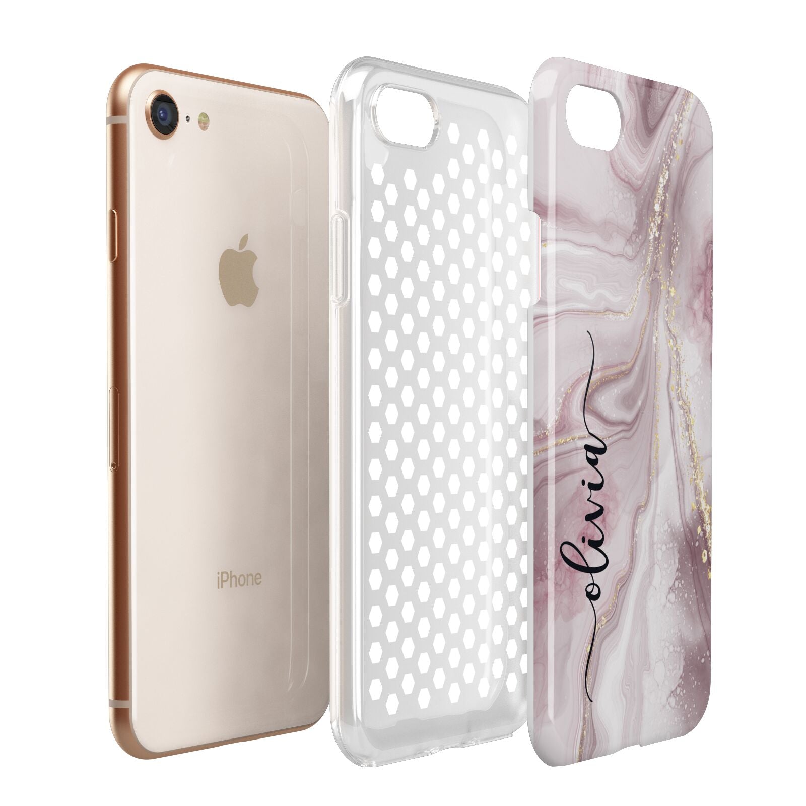 Pink Marble Apple iPhone 7 8 3D Tough Case Expanded View