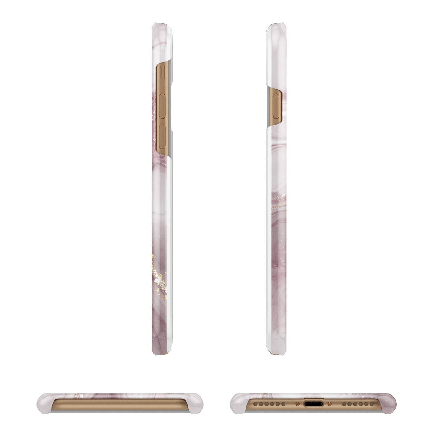 Pink Marble Apple iPhone 7 8 3D Wrap Snap Case Angled Images