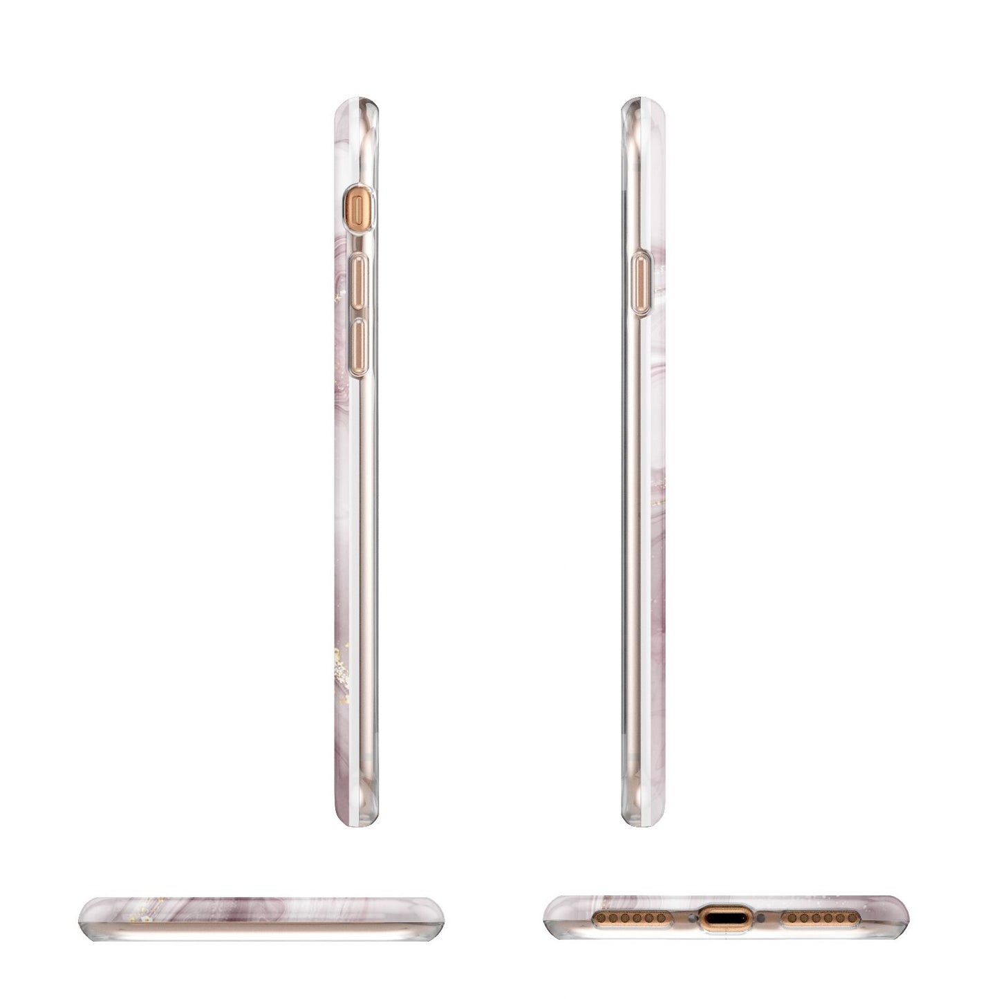 Pink Marble Apple iPhone 7 8 3D Wrap Tough Case Alternative Image Angles