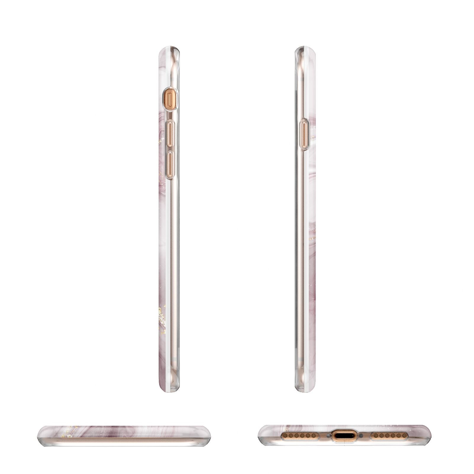 Pink Marble Apple iPhone 7 8 3D Wrap Tough Case Alternative Image Angles