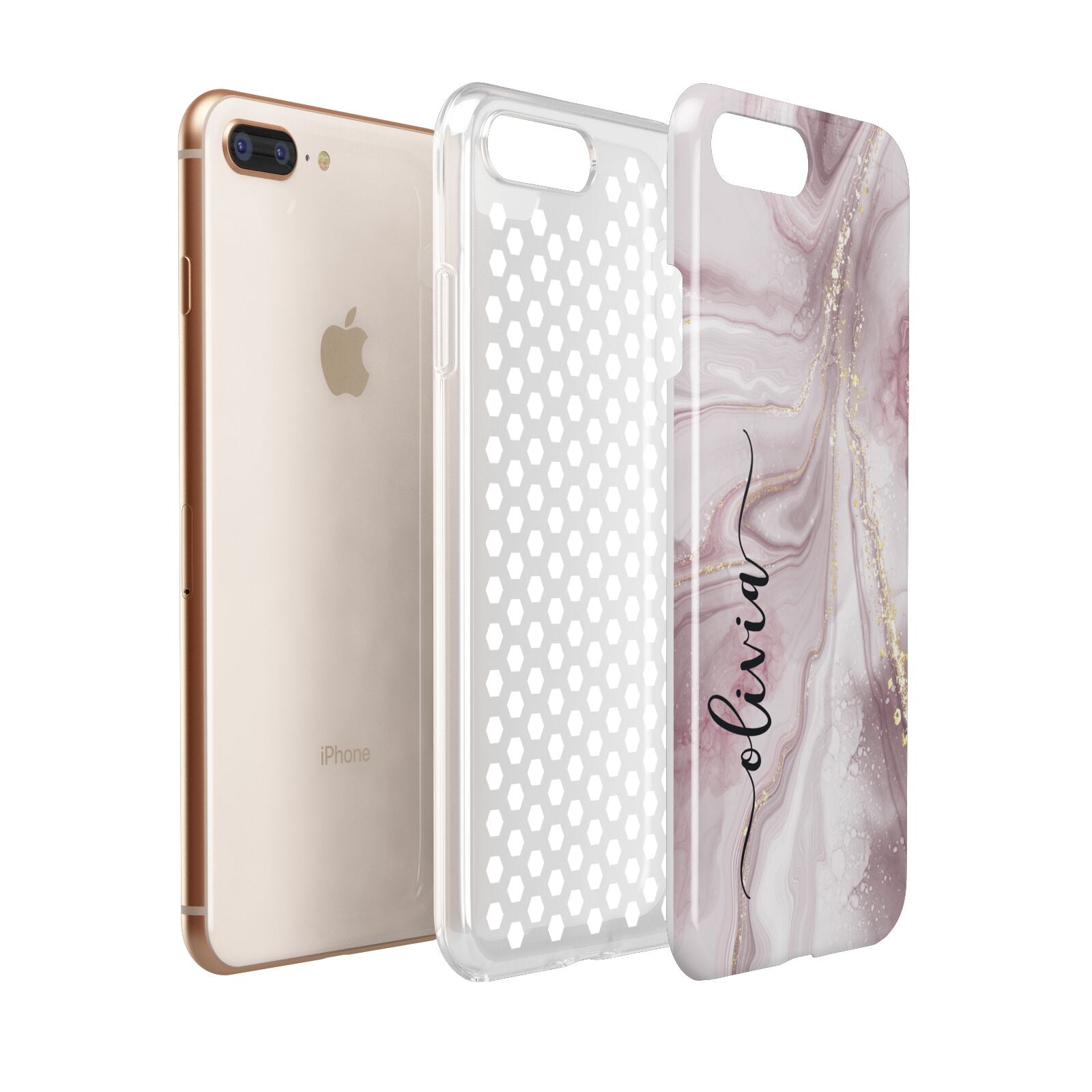 Pink Marble Apple iPhone 7 8 Plus 3D Tough Case Expanded View