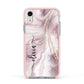 Pink Marble Apple iPhone XR Impact Case Pink Edge on Silver Phone