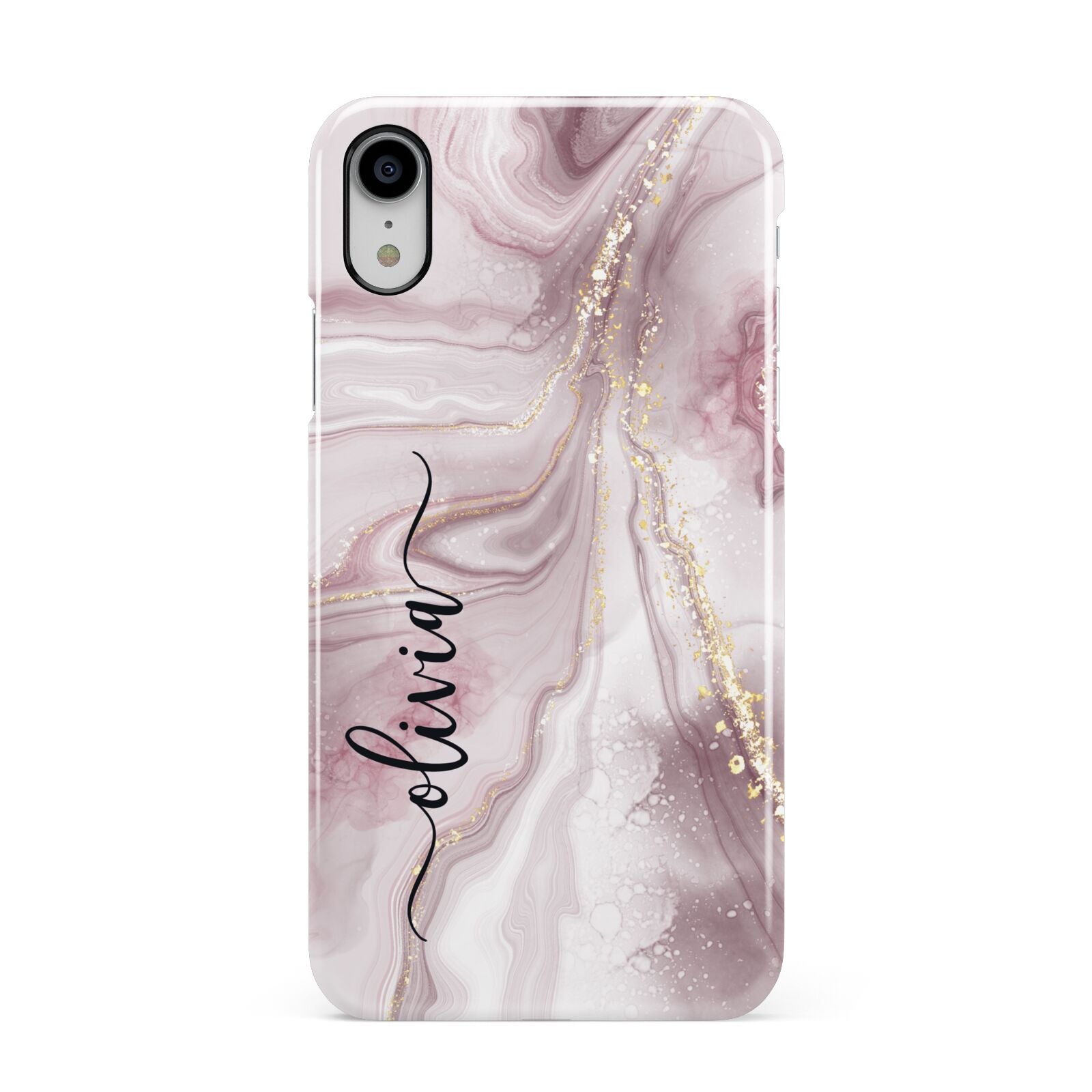 Pink Marble Apple iPhone XR White 3D Snap Case