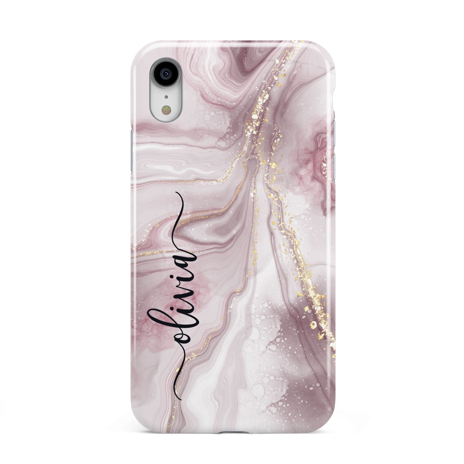 Pink Marble Apple iPhone XR White 3D Tough Case