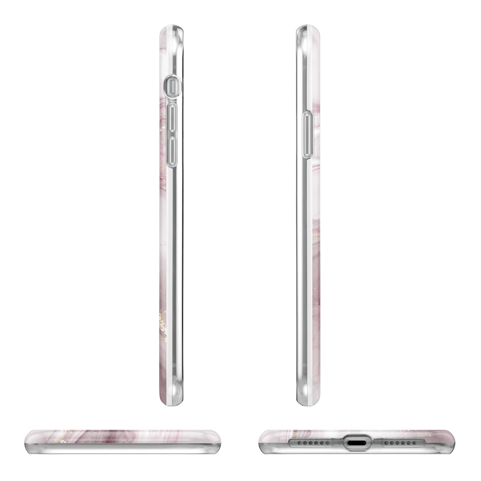 Pink Marble Apple iPhone XR in White with 3D Wrap Tough Case Alternative Image Angles