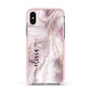 Pink Marble Apple iPhone Xs Impact Case Pink Edge on Silver Phone