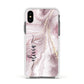Pink Marble Apple iPhone Xs Impact Case White Edge on Black Phone