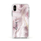 Pink Marble Apple iPhone Xs Impact Case White Edge on Silver Phone