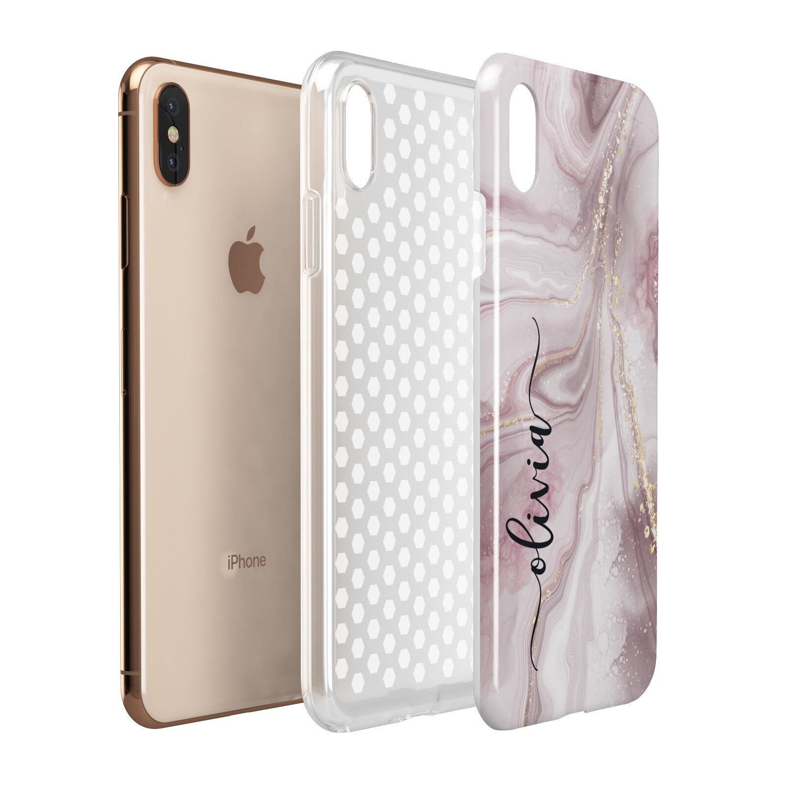 Pink Marble Apple iPhone Xs Max 3D Tough Case Expanded View