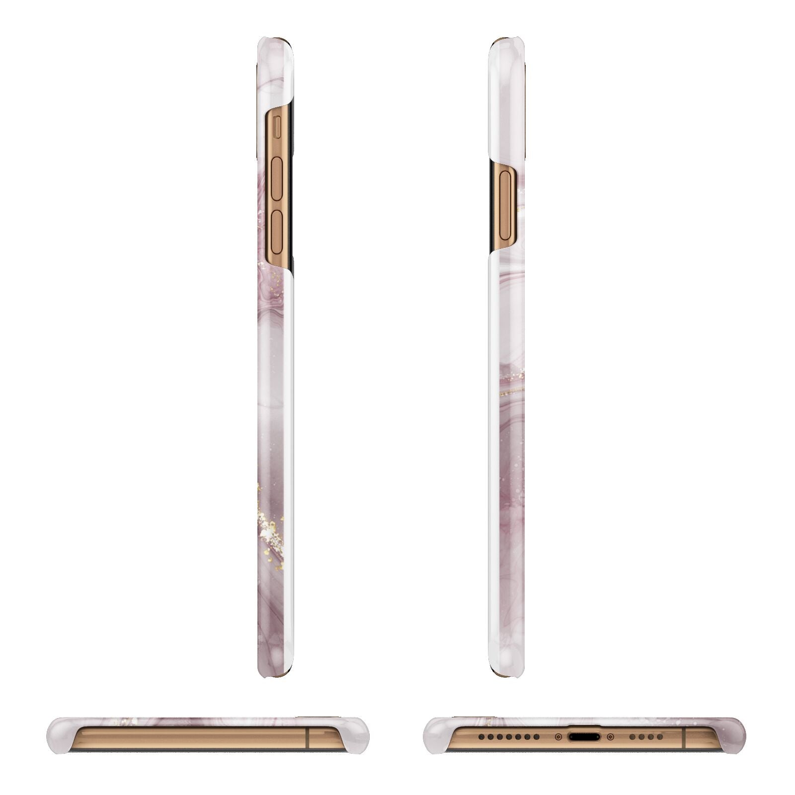 Pink Marble Apple iPhone Xs Max 3D Wrap Snap Case Angled Images