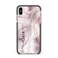 Pink Marble Apple iPhone Xs Max Impact Case Black Edge on Gold Phone