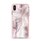 Pink Marble Apple iPhone Xs Max Impact Case Pink Edge on Gold Phone