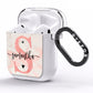 Pink Marble Glitter Monogram Personalised Name AirPods Clear Case Side Image