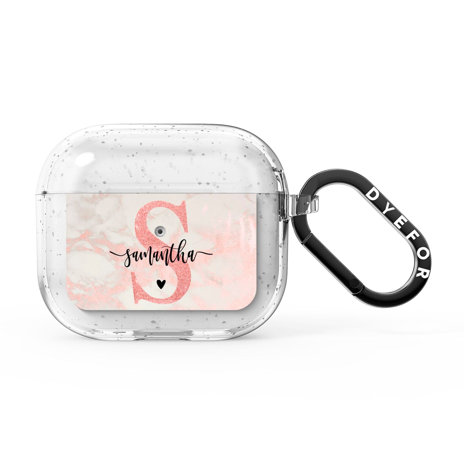 Pink Marble Glitter Monogram Personalised Name AirPods Glitter Case 3rd Gen