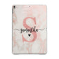Pink Marble Glitter Monogram Personalised Name Apple iPad Grey Case