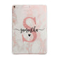 Pink Marble Glitter Monogram Personalised Name Apple iPad Rose Gold Case