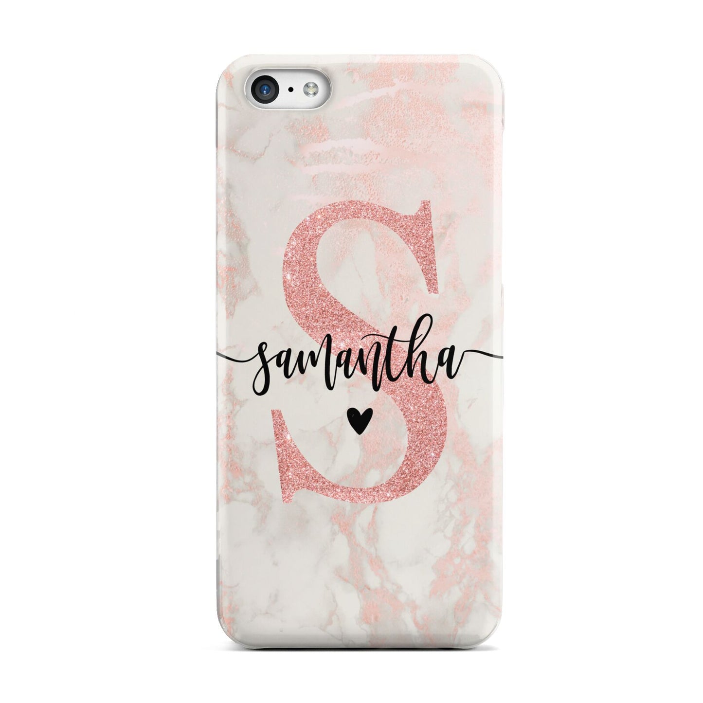 Pink Marble Glitter Monogram Personalised Name Apple iPhone 5c Case