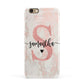 Pink Marble Glitter Monogram Personalised Name Apple iPhone 6 3D Snap Case