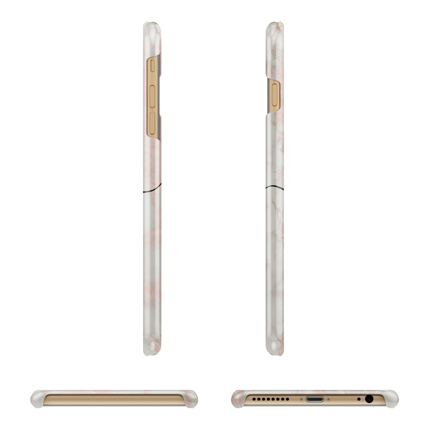 Pink Marble Glitter Monogram Personalised Name Apple iPhone 6 Plus 3D Wrap Snap Case Angled Images