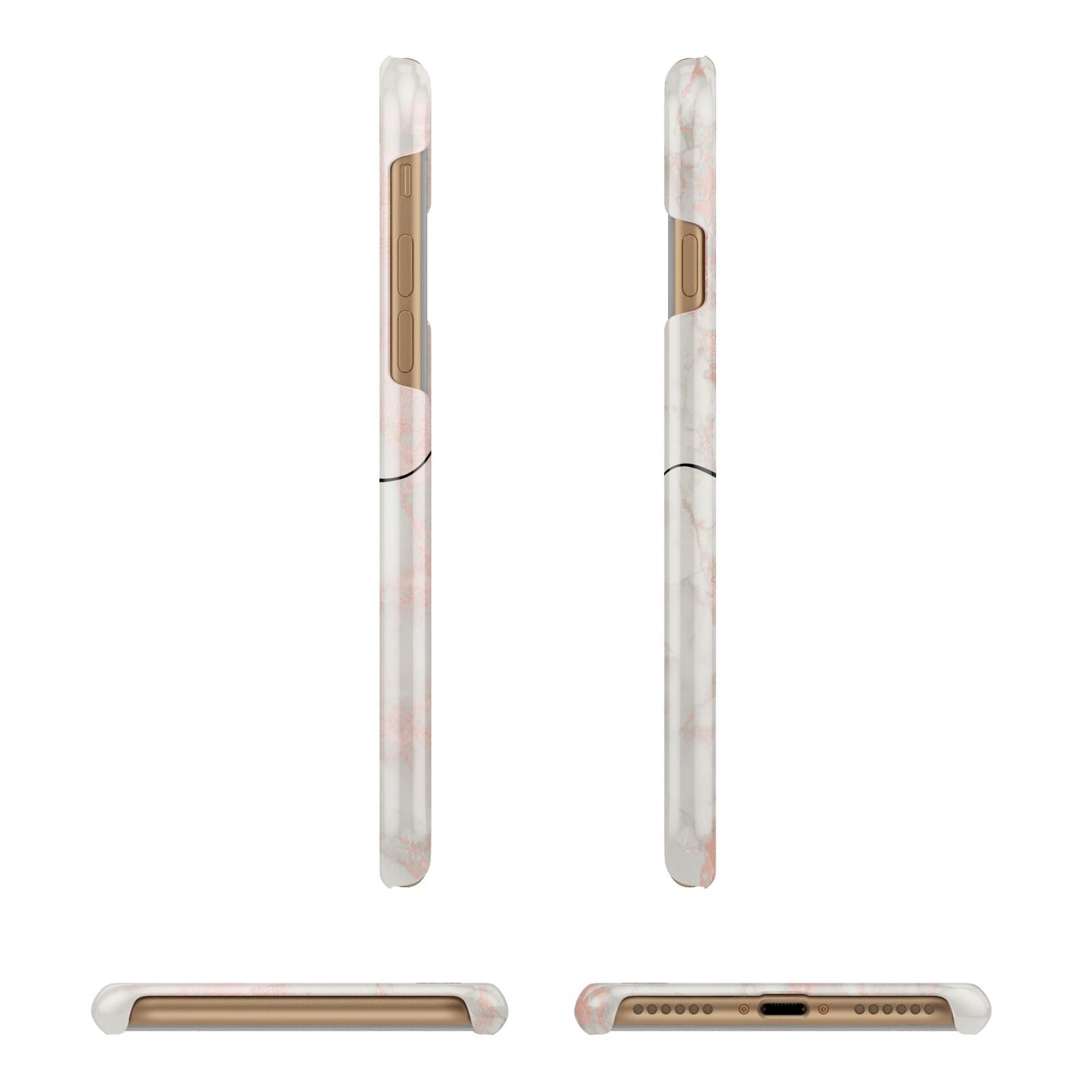 Pink Marble Glitter Monogram Personalised Name Apple iPhone 7 8 3D Wrap Snap Case Angled Images