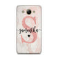 Pink Marble Glitter Monogram Personalised Name Huawei Y3 2017