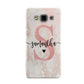 Pink Marble Glitter Monogram Personalised Name Samsung Galaxy A3 Case