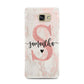 Pink Marble Glitter Monogram Personalised Name Samsung Galaxy A7 2016 Case on gold phone