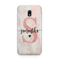 Pink Marble Glitter Monogram Personalised Name Samsung Galaxy J3 2017 Case