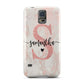 Pink Marble Glitter Monogram Personalised Name Samsung Galaxy S5 Case
