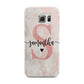 Pink Marble Glitter Monogram Personalised Name Samsung Galaxy S6 Edge Case