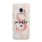 Pink Marble Glitter Monogram Personalised Name Samsung Galaxy S9 Case
