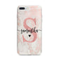Pink Marble Glitter Monogram Personalised Name iPhone 7 Plus Bumper Case on Silver iPhone