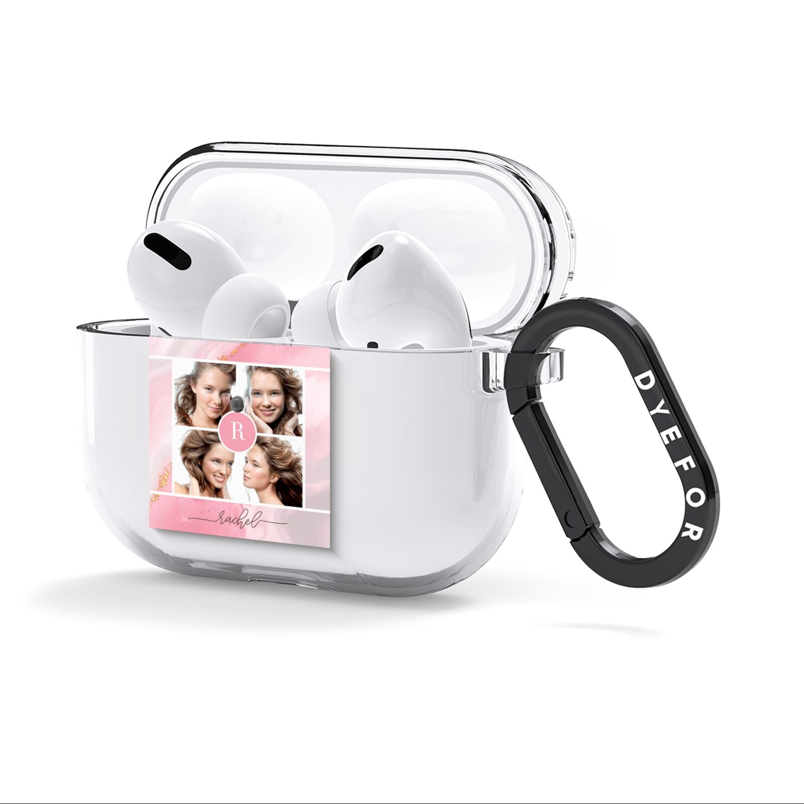 Pink Marble Personalised Photo AirPods Clear Case 3rd Gen Side Image