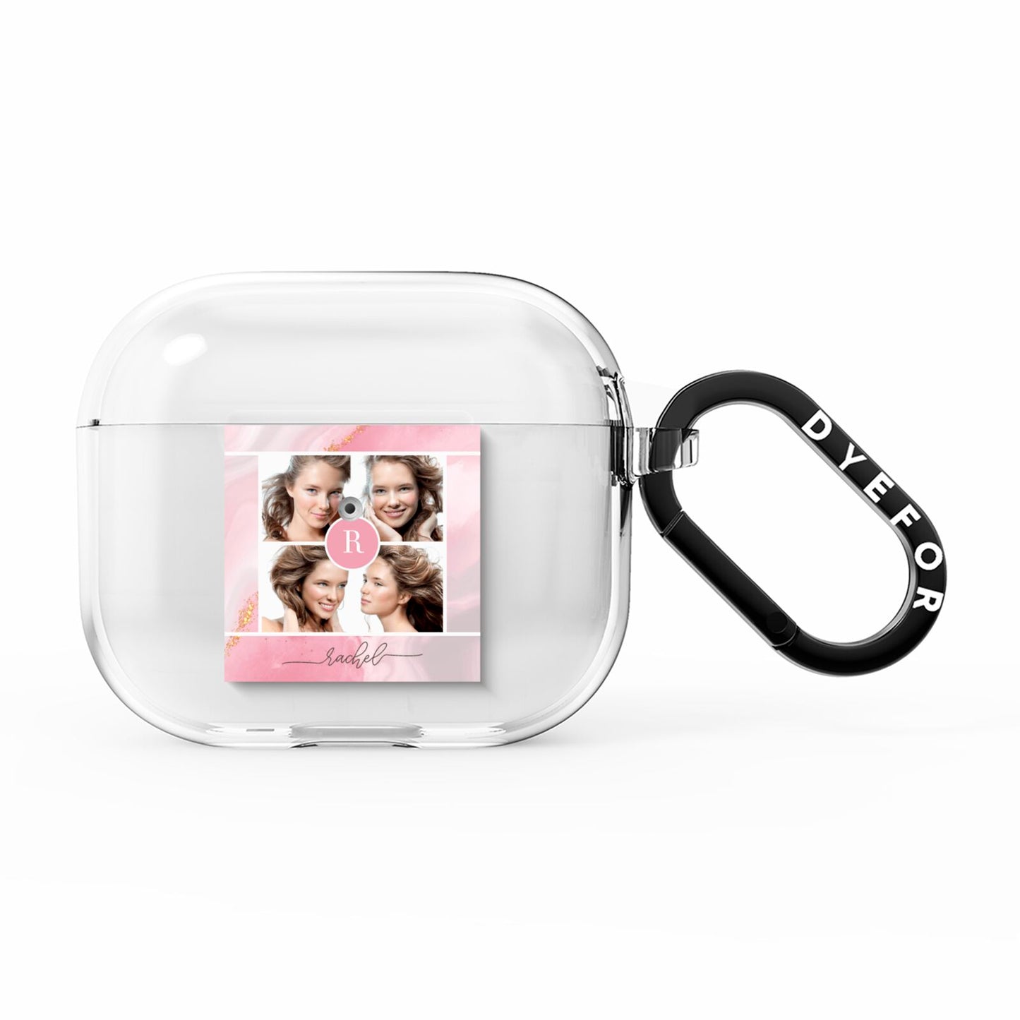 Pink Marble Personalised Photo AirPods Clear Case 3rd Gen