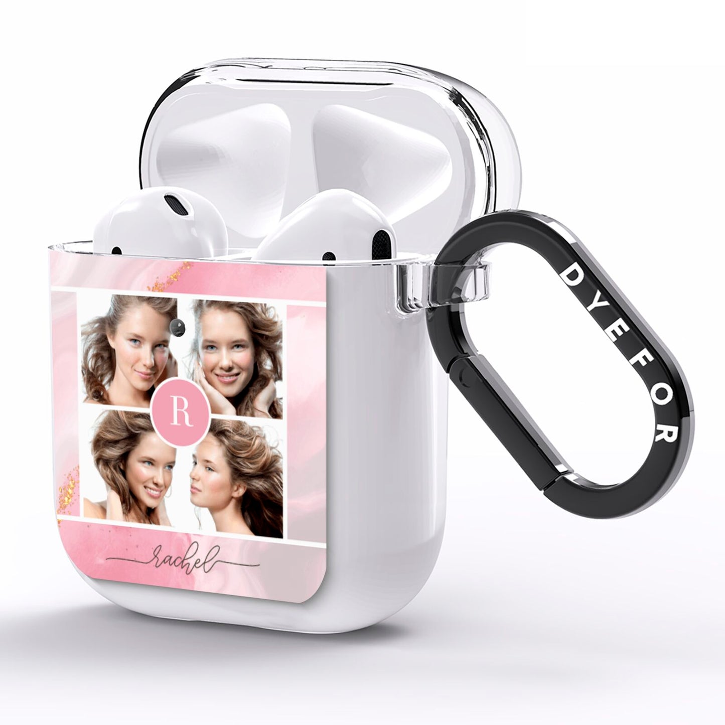 Pink Marble Personalised Photo AirPods Clear Case Side Image