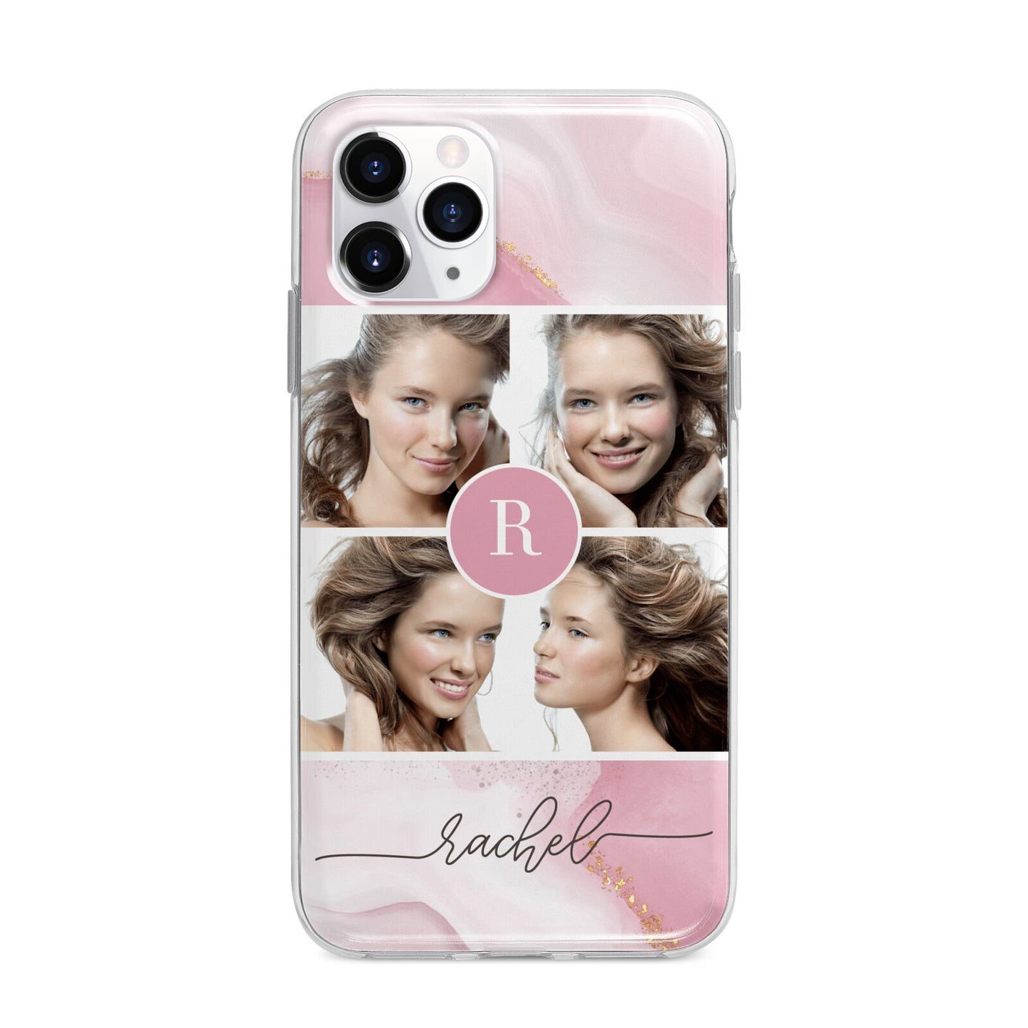 Pink Marble Personalised Photo Apple iPhone 11 Pro Max in Silver with Bumper Case