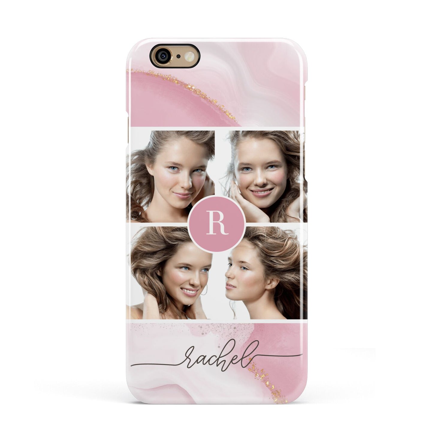 Pink Marble Personalised Photo Apple iPhone 6 3D Snap Case