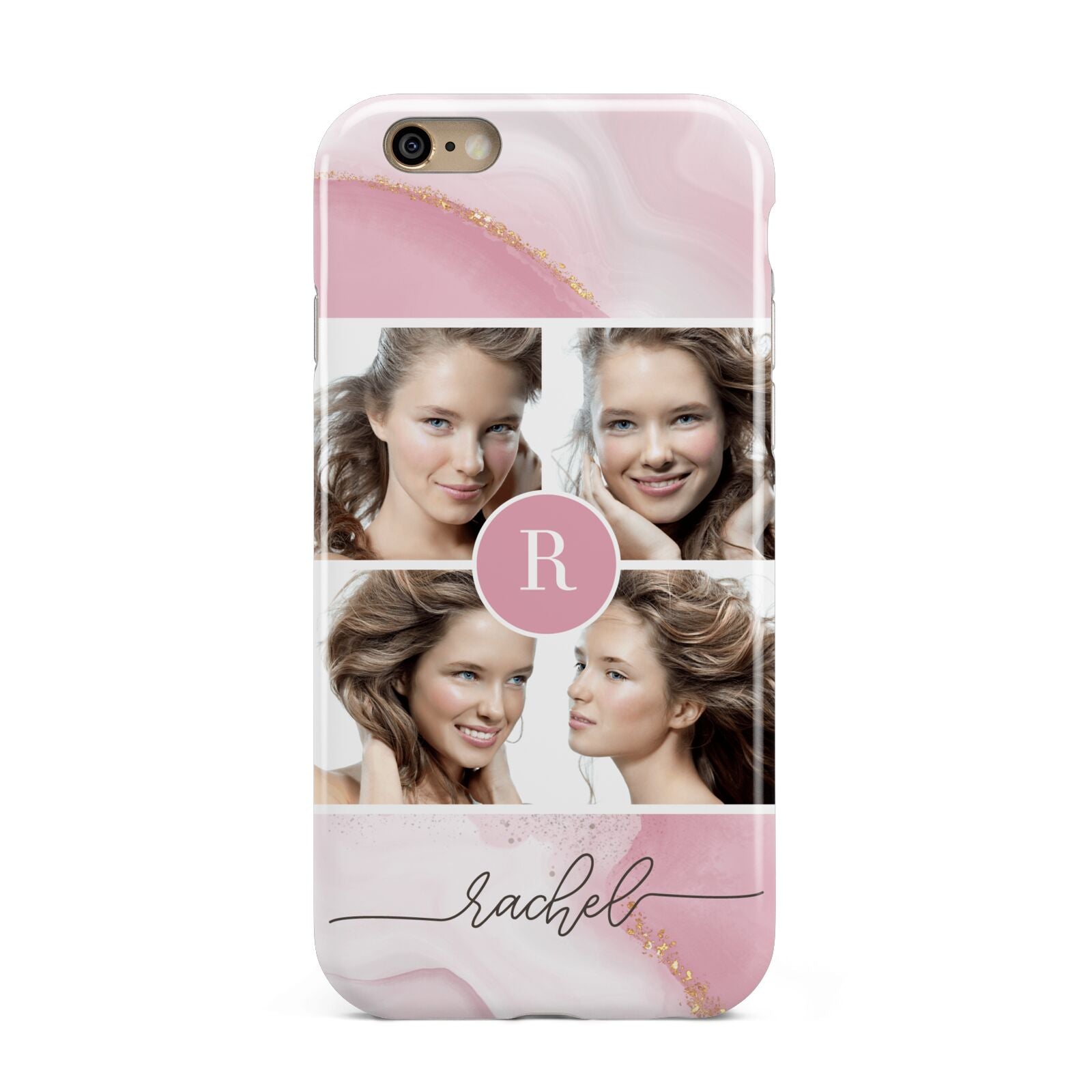 Pink Marble Personalised Photo Apple iPhone 6 3D Tough Case