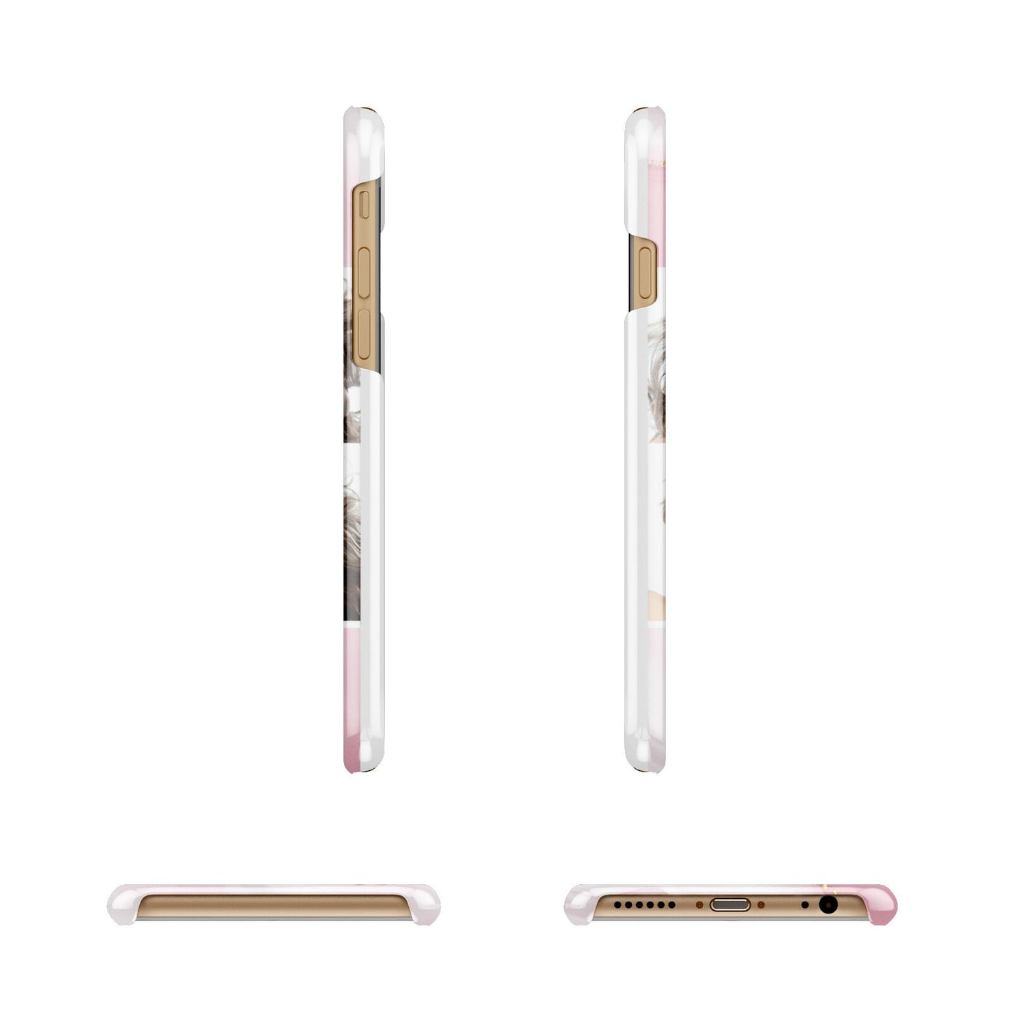 Pink Marble Personalised Photo Apple iPhone 6 3D Wrap Snap Case Angled Images