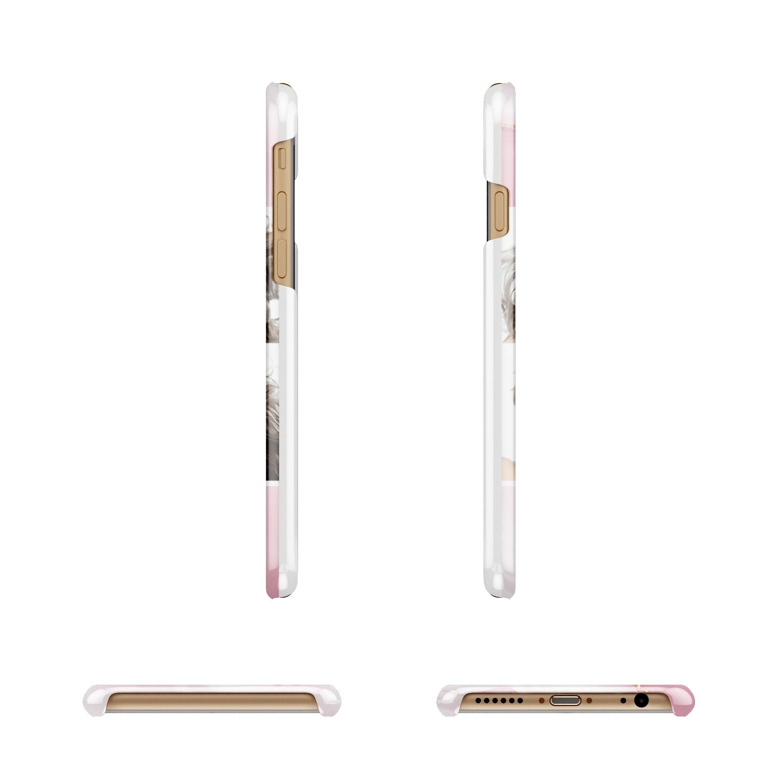 Pink Marble Personalised Photo Apple iPhone 6 3D Wrap Snap Case Angled Images