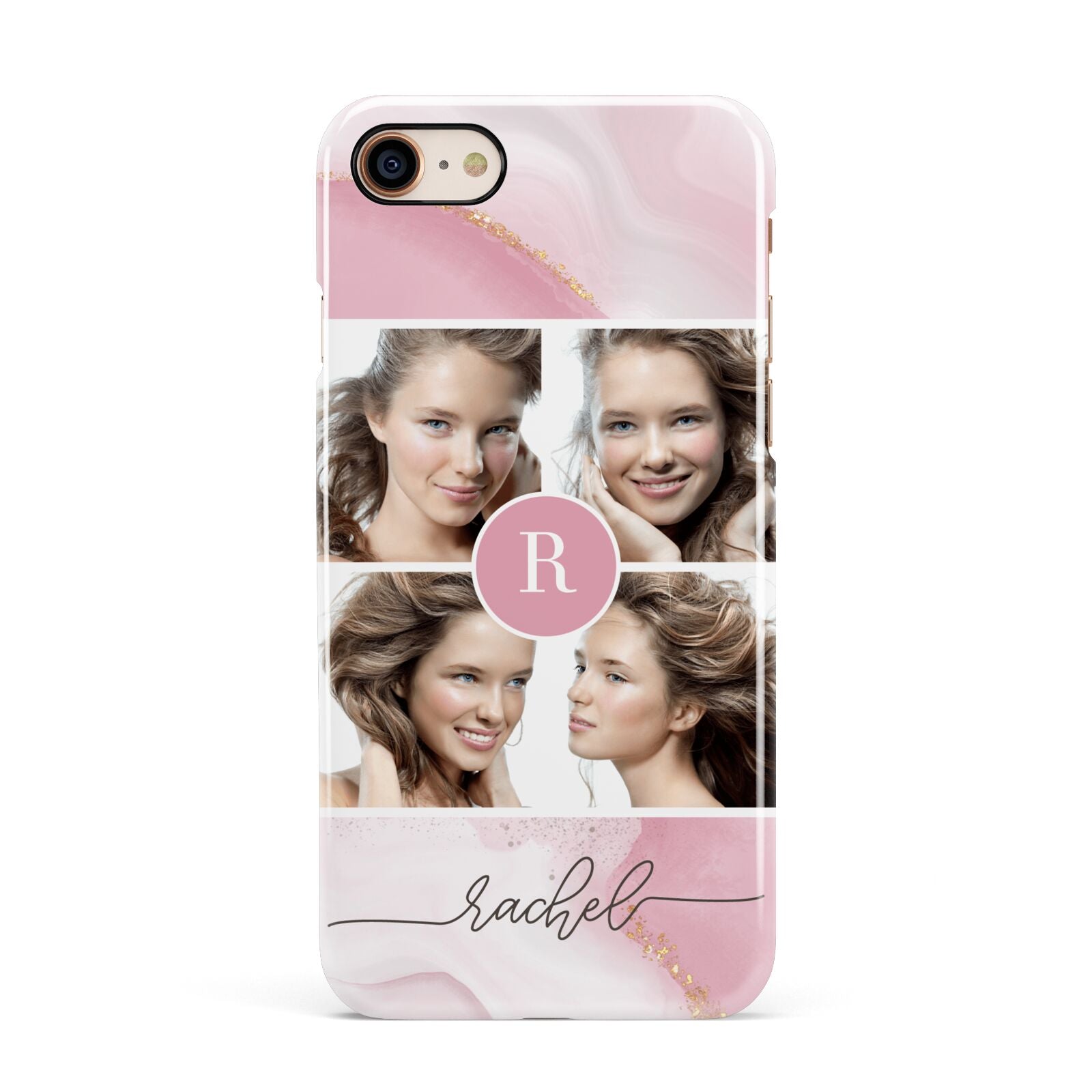 Pink Marble Personalised Photo Apple iPhone 7 8 3D Snap Case