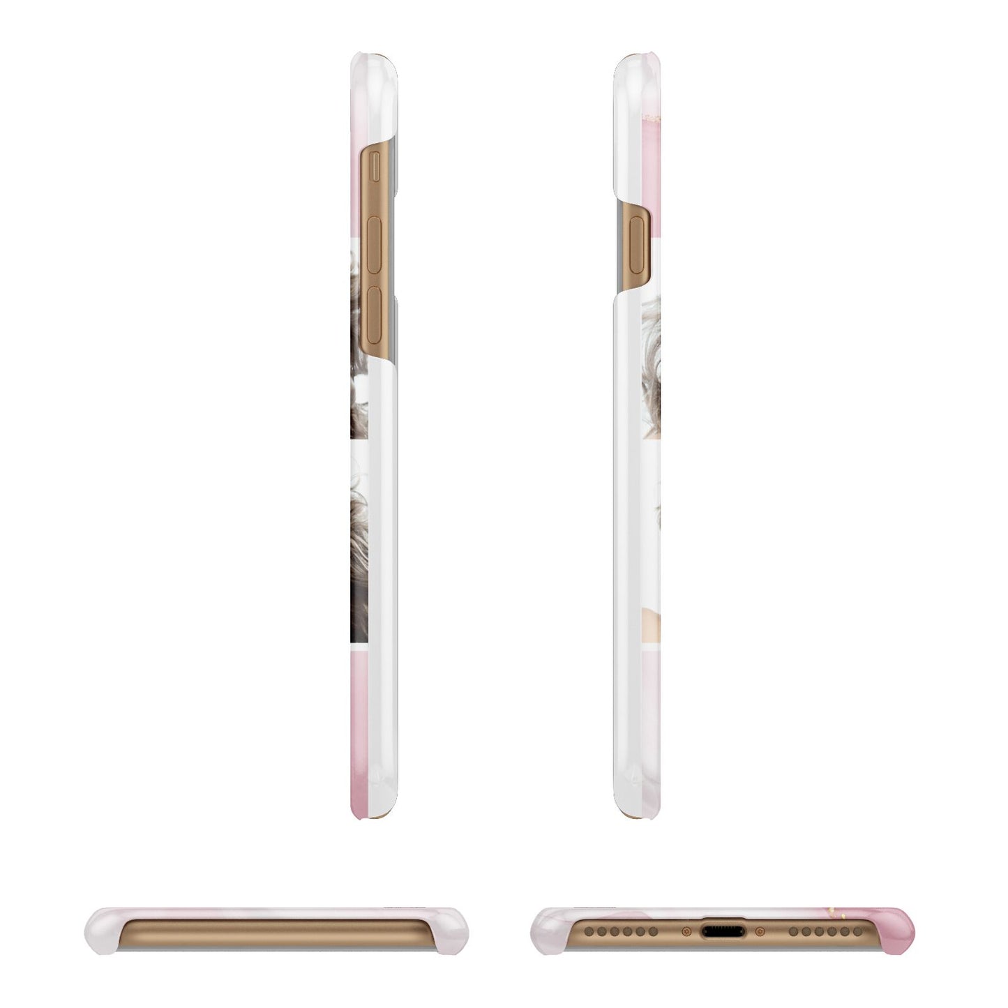 Pink Marble Personalised Photo Apple iPhone 7 8 3D Wrap Snap Case Angled Images