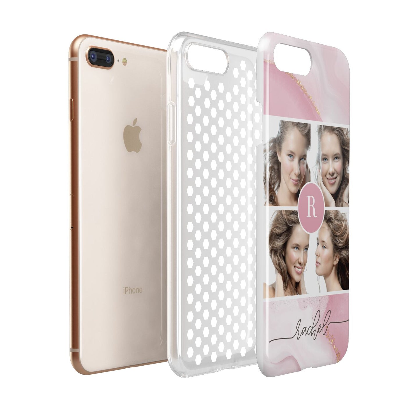 Pink Marble Personalised Photo Apple iPhone 7 8 Plus 3D Tough Case Expanded View