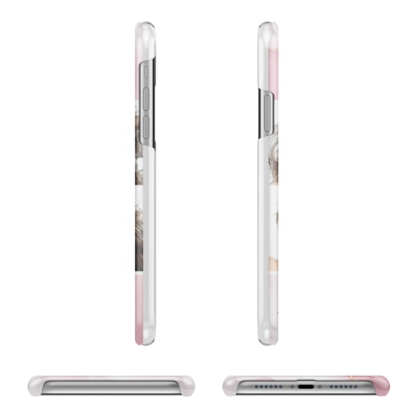 Pink Marble Personalised Photo Apple iPhone XR 3D Wrap Snap Case Angled Images on White Phone