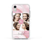Pink Marble Personalised Photo Apple iPhone XR Impact Case White Edge on Silver Phone