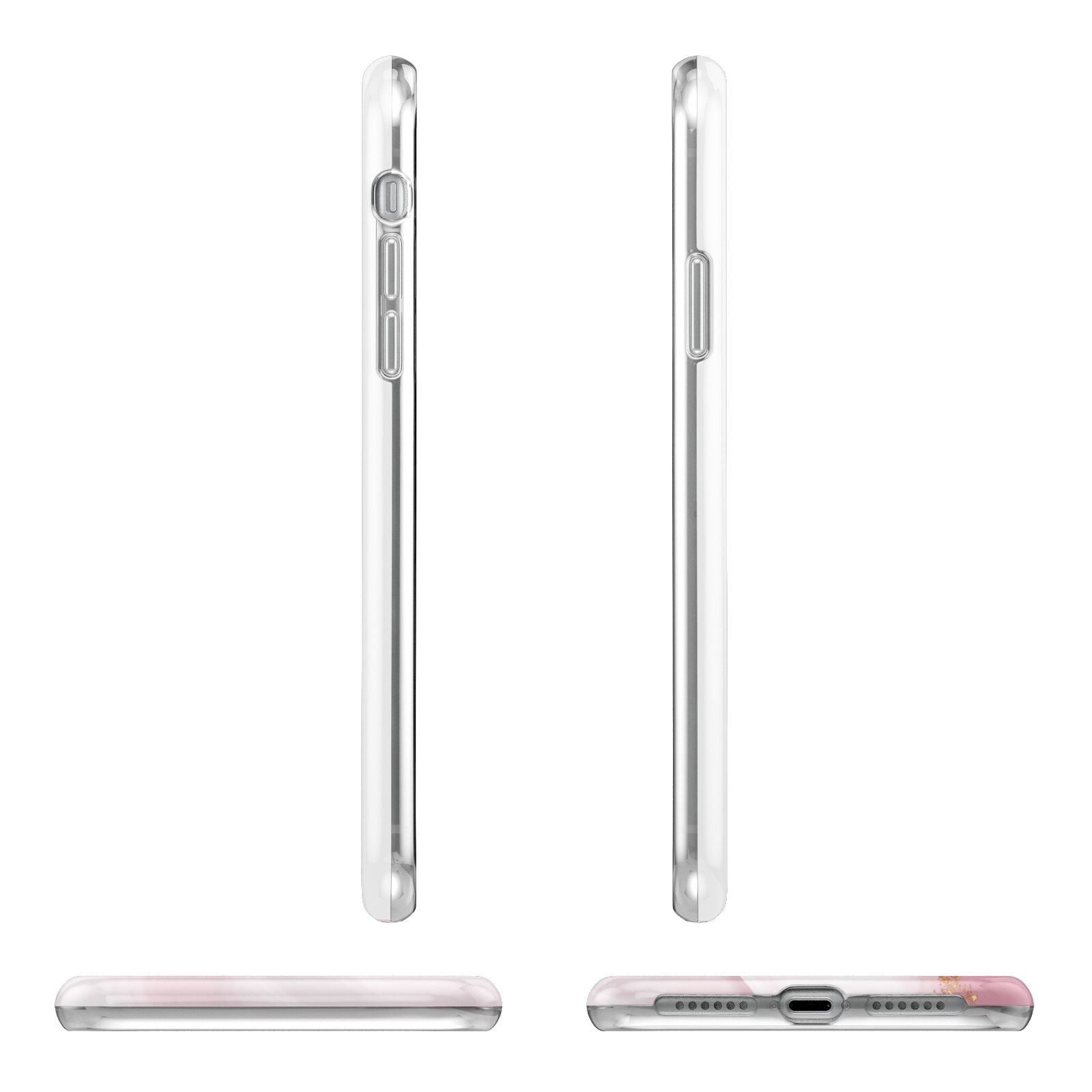 Pink Marble Personalised Photo Apple iPhone XR in White with 3D Wrap Tough Case Alternative Image Angles