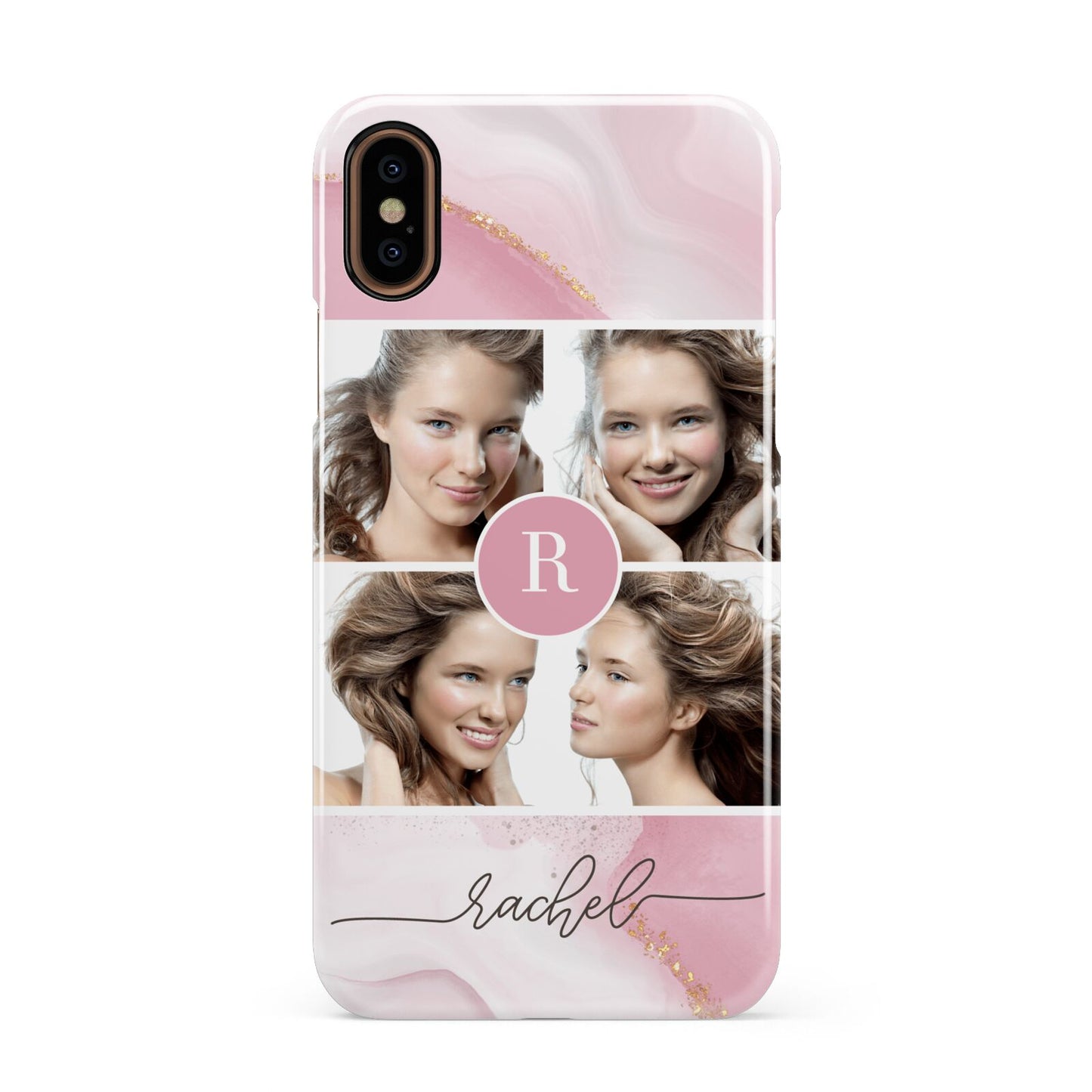 Pink Marble Personalised Photo Apple iPhone XS 3D Snap Case